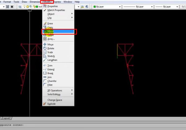 menu Modify/mirror